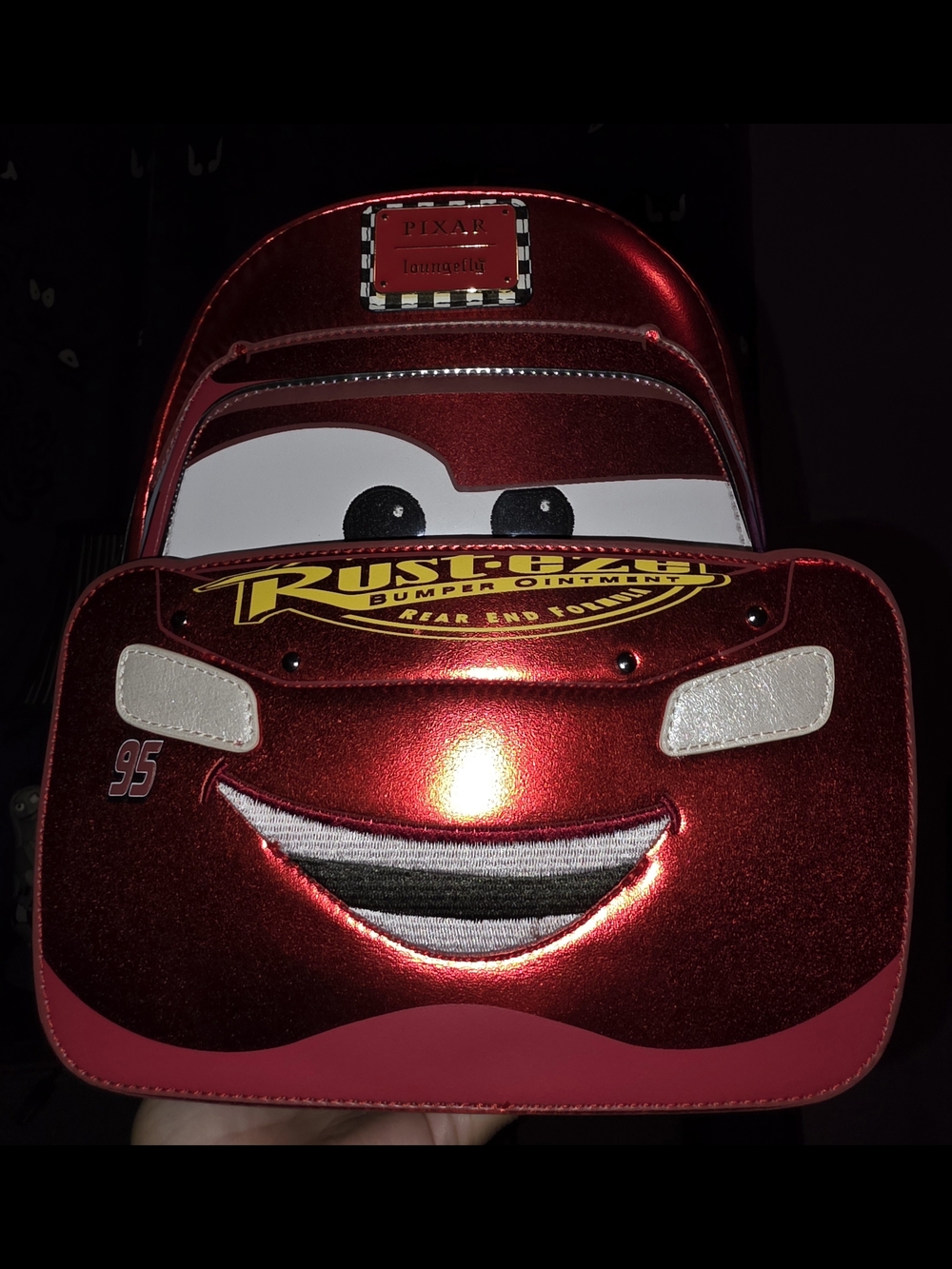 New!Loungefly Disney Pixar Cars Metallic Lightning McQueen Cosplay Mini Backpack